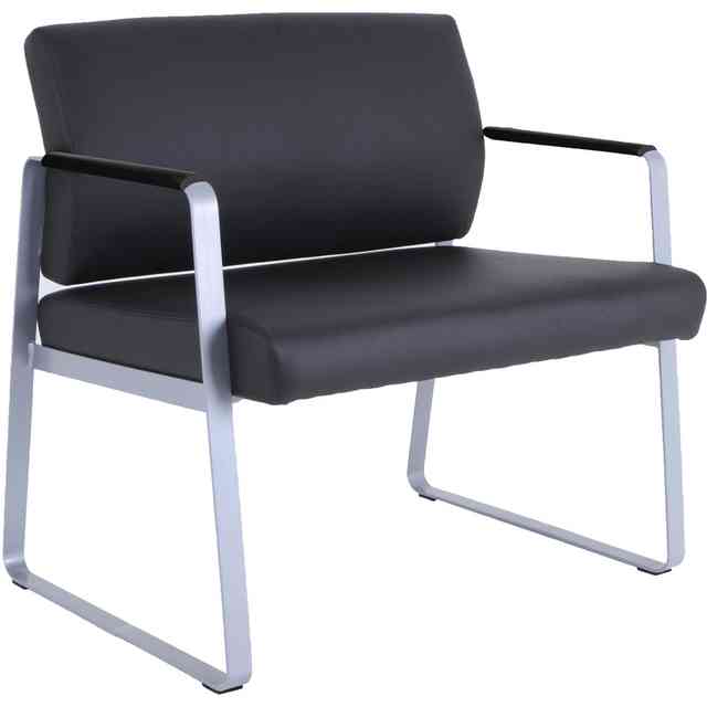 Lorell Healthcare Reception Big & Tall Sled Base Guest Chair - Silver Powder Coated Steel Frame - Sled Base - Black - Vinyl - 1 Each Lorell Healthcare Reception Big & Tall Sled Base Guest Chair - Silver Powder Coated Steel Frame - Sled Base - Black - Vinyl - 1 Each