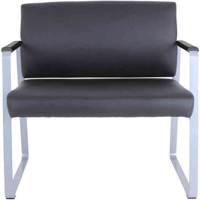 Lorell Healthcare Reception Big & Tall Sled Base Guest Chair - Silver Powder Coated Steel Frame - Sled Base - Black - Vinyl - 1 Each Lorell Healthcare Reception Big & Tall Sled Base Guest Chair - Silver Powder Coated Steel Frame - Sled Base - Black - Vinyl - 1 Each