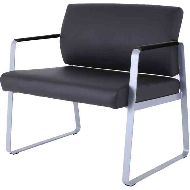 Lorell Healthcare Reception Big & Tall Sled Base Guest Chair - Silver Powder Coated Steel Frame - Sled Base - Black - Vinyl - 1 Each Lorell Healthcare Reception Big & Tall Sled Base Guest Chair - Silver Powder Coated Steel Frame - Sled Base - Black - Vinyl - 1 Each