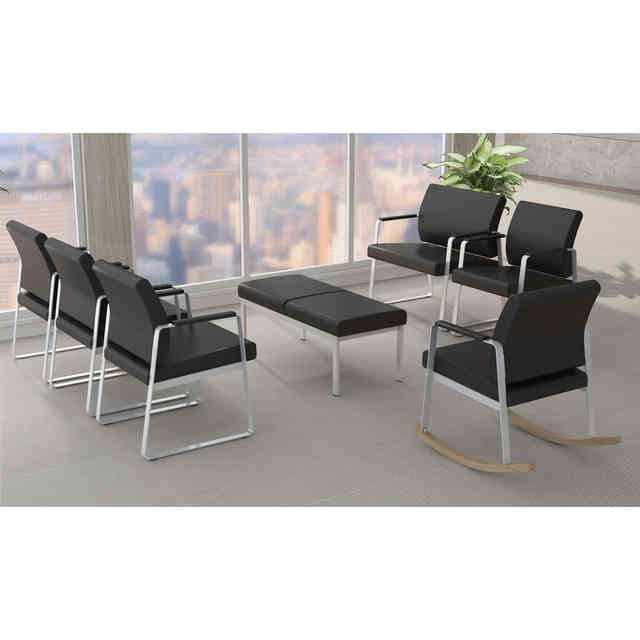Lorell Healthcare Reception Big & Tall Sled Base Guest Chair - Silver Powder Coated Steel Frame - Sled Base - Black - Vinyl - 1 Each Lorell Healthcare Reception Big & Tall Sled Base Guest Chair - Silver Powder Coated Steel Frame - Sled Base - Black - Vinyl - 1 Each