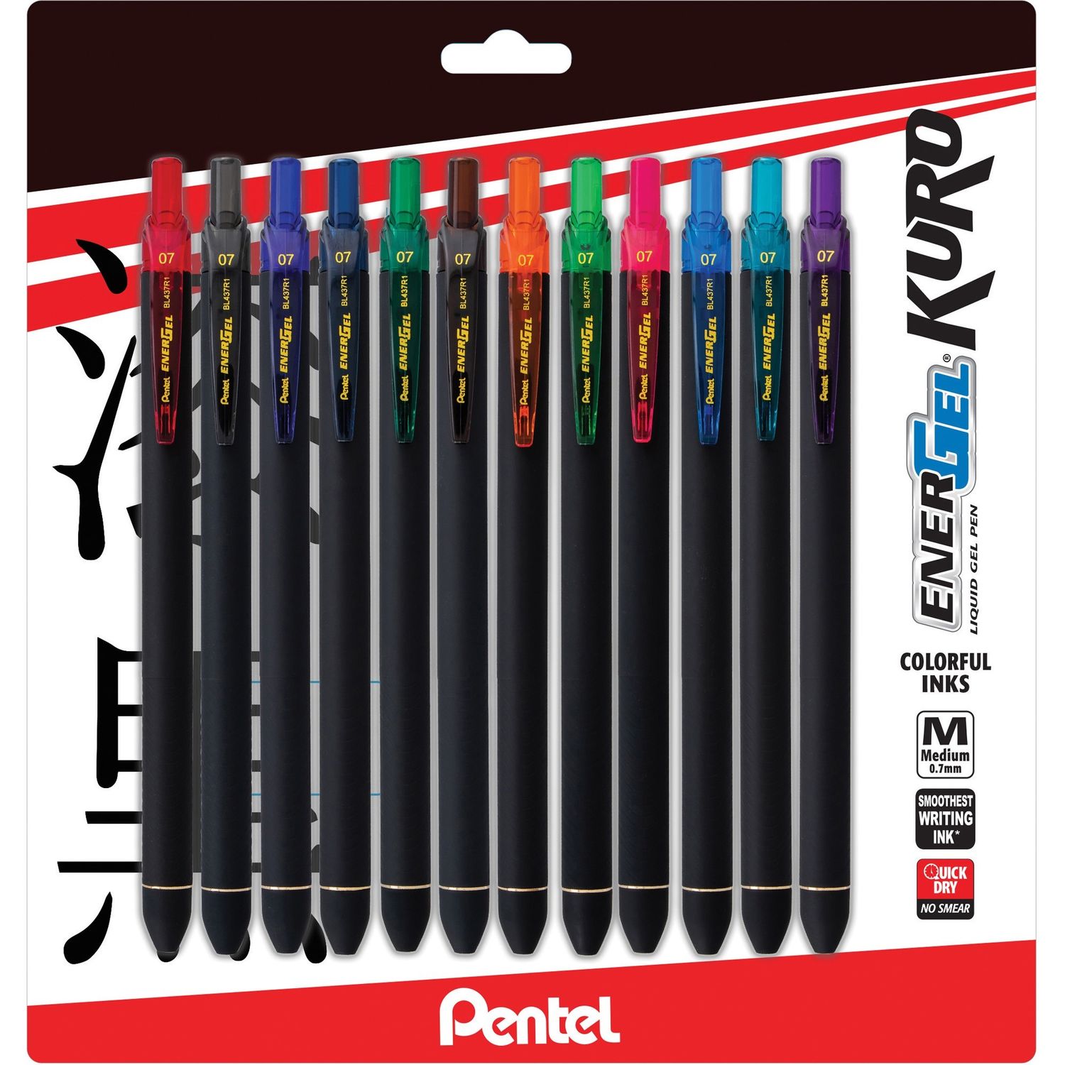 Pentel Sign Pen, .7mm, Black Barrel/Ink, Dozen Black