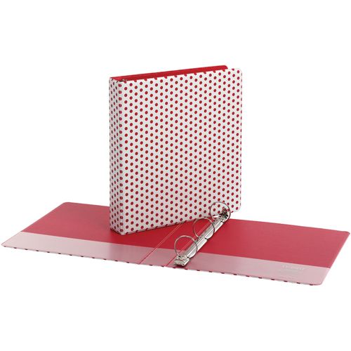 1-1/2 Back-mounted Round Ring Binder, 1 1/2 Binder Capacity, 350 Sheet  Capacity, Round Ring Fastener(s), 2 Internal Pocket(s), Red, 1 Each