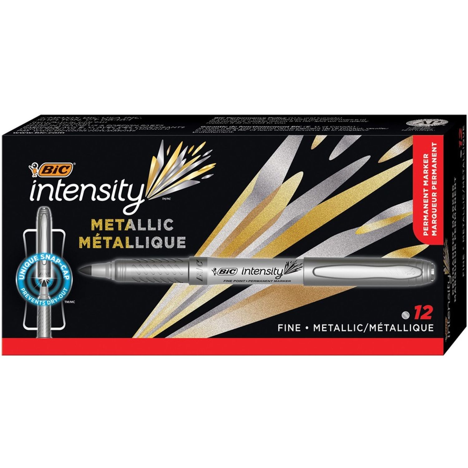 BIC Intensity Metallic Permanent Marker, Fine Point, Silver