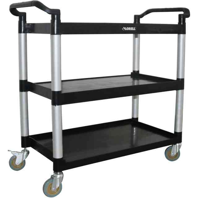 Lorell X-tra Utility Cart - 3 Shelf - Dual Handle - 300 lb Capacity - 4 Casters - 4 Lorell X-tra Utility Cart - 3 Shelf - Dual Handle - 300 lb Capacity - 4 Casters - 4