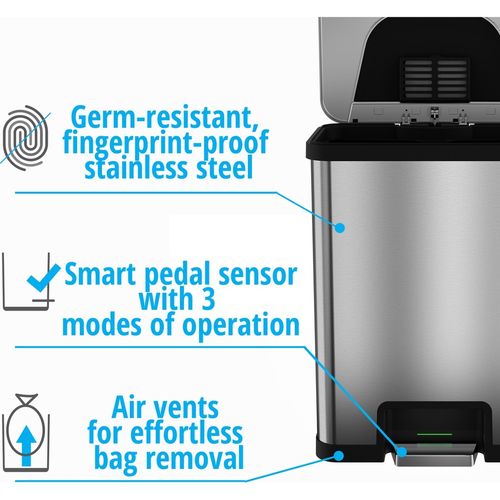 HLS Commercial 13-Gallon Pedal-Sensor Trash Can