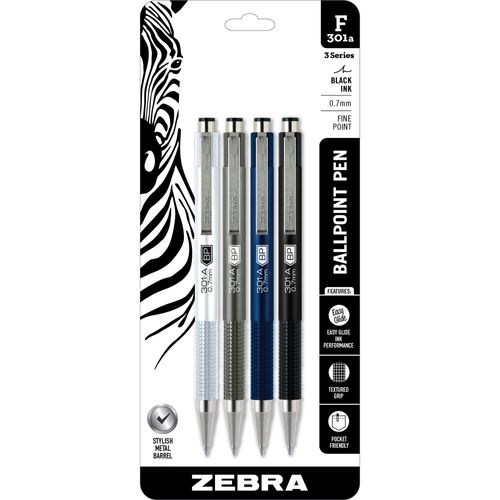 Zebra Pen F-301 Stainless Steel Ballpoint Pens