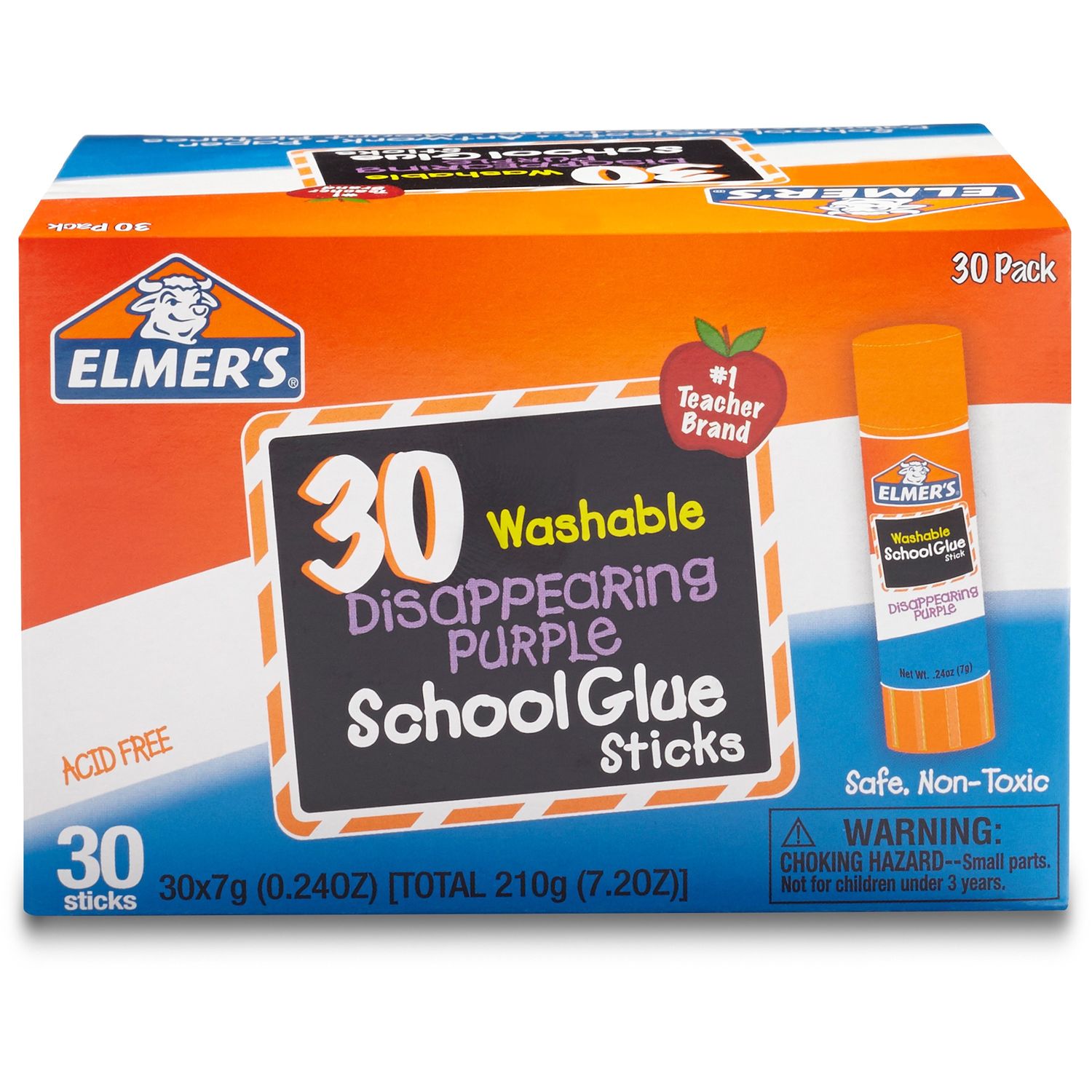 Elmer's Washable School Glue Stick, Disappearing Purple