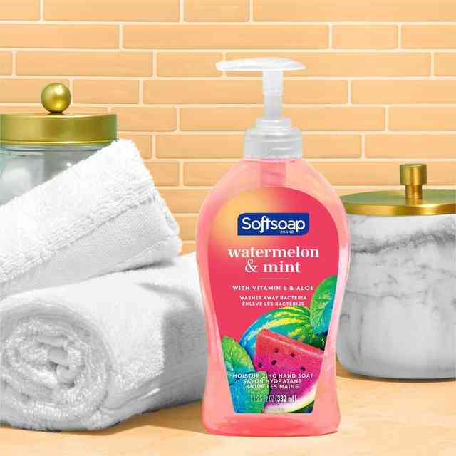 Softsoap Watermelon Hand Soap - Watermelon & Mint ScentFor - 11.3 fl oz (332.7 mL) - Pump Bottle Dispenser - Bacteria Remover, Dirt Remover - Hand, Skin - Moisturizing - Pink - Refillable, Recyclable, Paraben-free, Phthalate-free, Biodegradable - 1 E Softsoap Watermelon Hand Soap - Watermelon & Mint ScentFor - 11.3 fl oz (332.7 mL) - Pump Bottle Dispenser - Bacteria Remover, Dirt Remover - Hand, Skin - Moisturizing - Pink - Refillable, Recyclable, Paraben-free, Phthalate-free, Biodegradable - 1 E
