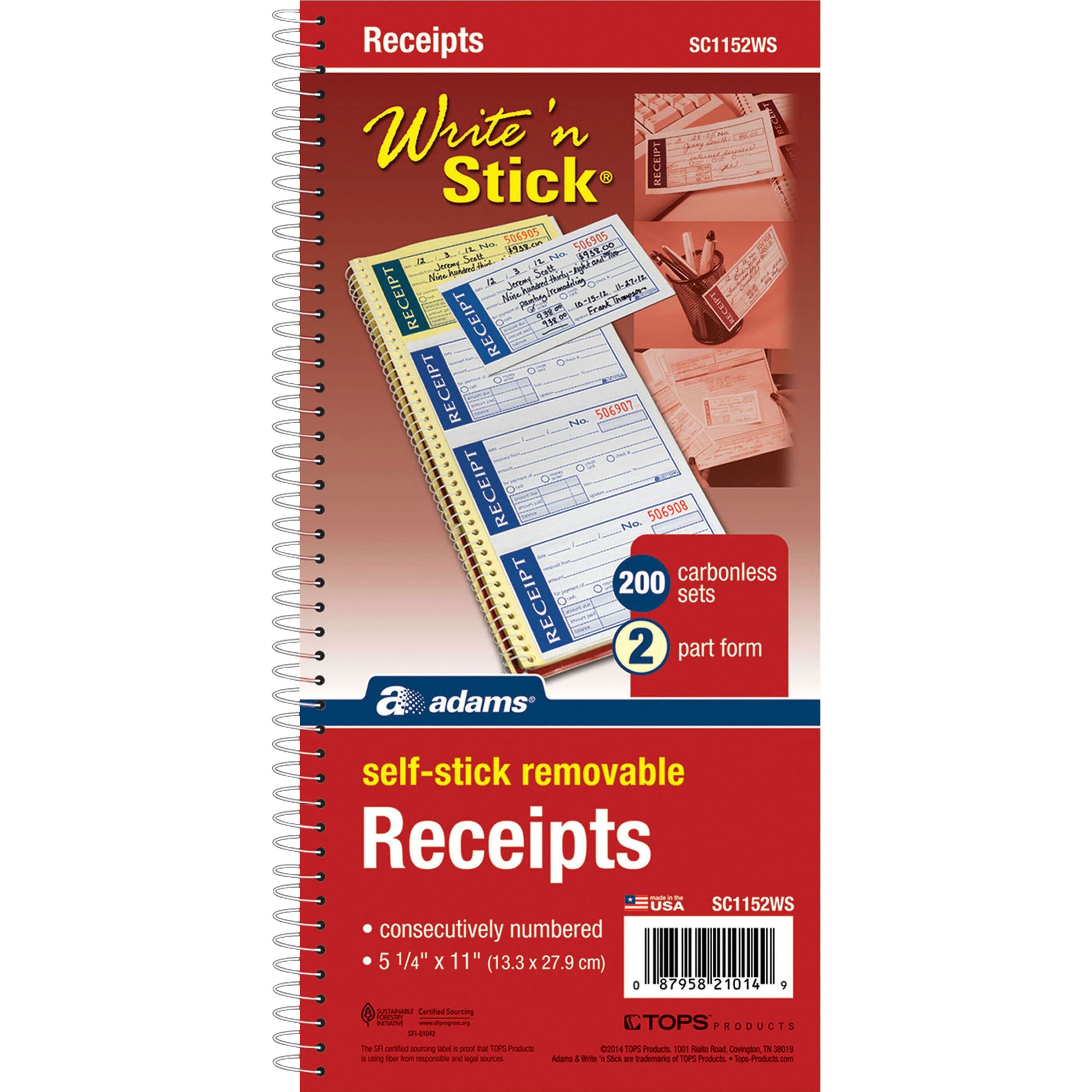 Write 'N Stick Receipt Book by Adams® ABFSC1152WS | OnTimeSupplies.com