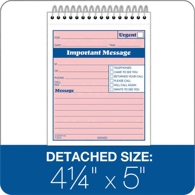 Adams Spiral-bound Phone Message Booklet - 50 Sheet(s) - Spiral Bound - 4 Adams Spiral-bound Phone Message Booklet - 50 Sheet(s) - Spiral Bound - 4