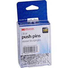 Clear Push Pins, Plastic, Clear, 0.38, 400/Pack