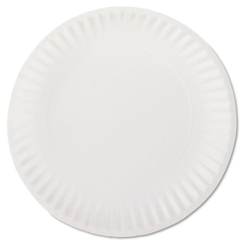 9 White Uncoated Paper Plate - 100/Pack