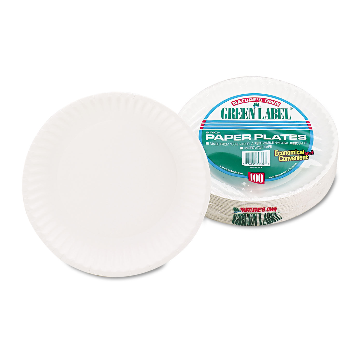 AJMPP9GRAWHPK - $5.10 - Paper Plates 9 Diameter White 100 Pack