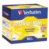 VER94839 - DVD+RW Rewritable Disc, 4.7 GB, 4x, Slim Jewel Case, Silver, 10/Pack