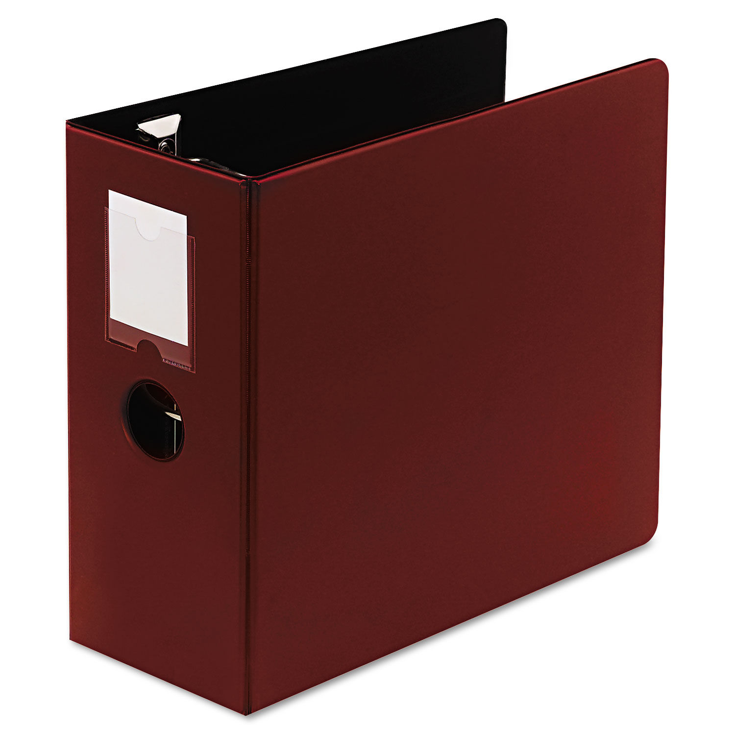 5 D-Ring Binder, 5 Binder Capacity, 1050 Sheet Capacity, Slant D-Ring  Fastener(s), Internal Pocket(s), Red, Transparent, Lay Flat, Label Holder