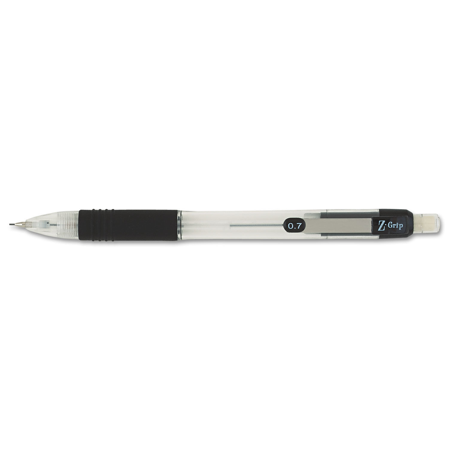 Z-Grip Mechanical Pencil, 0.7 mm, HB (#2), Black Lead, Clear/Black Barrel,  Dozen