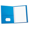 UNV57115 - Two-Pocket Portfolios with Tang Fasteners, 0.5" Capacity, 11 x 8.5, Light Blue, 25/Box