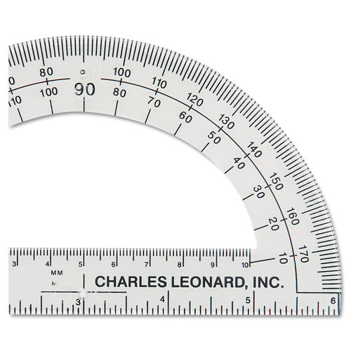 Plastic 180 Degree Protractor with 6 inch Ruler, Clear