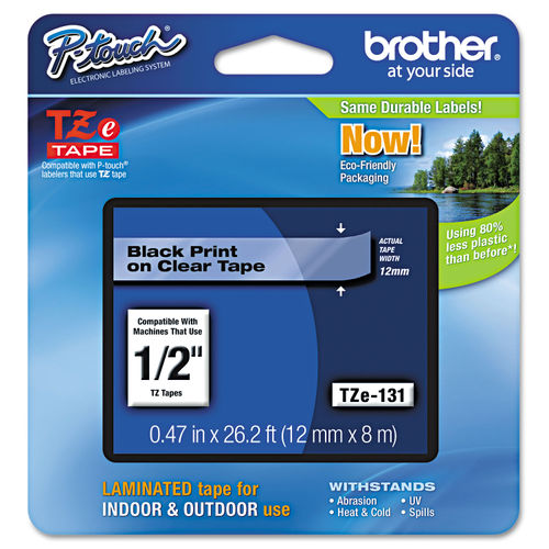 Brother TZe 335 White On Black Tape 0.5 x 26.2 - Office Depot