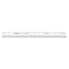 Beveled Wood Ruler w/Single Metal Edge, 3-Hole Punched, Standard/Metric,  12 Long, Natural, 36/Box