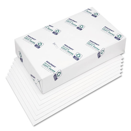 SKILCRAFT Xerographic Paper, 92 Bright, 3-Hole Punch, 20 lb Bond Weight,  8.5 x 11, White, 500/Ream, 10 Reams/CT, GSA 753001033889