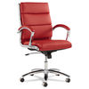 ALENR4239 - Alera Neratoli Mid-Back Slim Profile Chair, Faux Leather, Supports Up to 275 lb, Red Seat/Back, Chrome Base