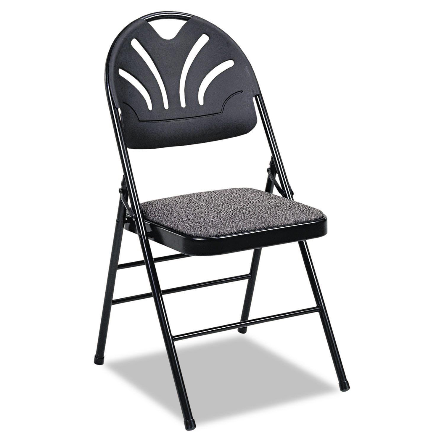 Fabric Padded Seat Molded Fan Back Folding Chair By Cosco CSC36875KNB4   134824.JPG