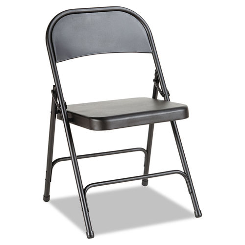 Steel Folding Chair With Two Brace Support Graphite Seat Graphite Back Graphite Base 4 Carton