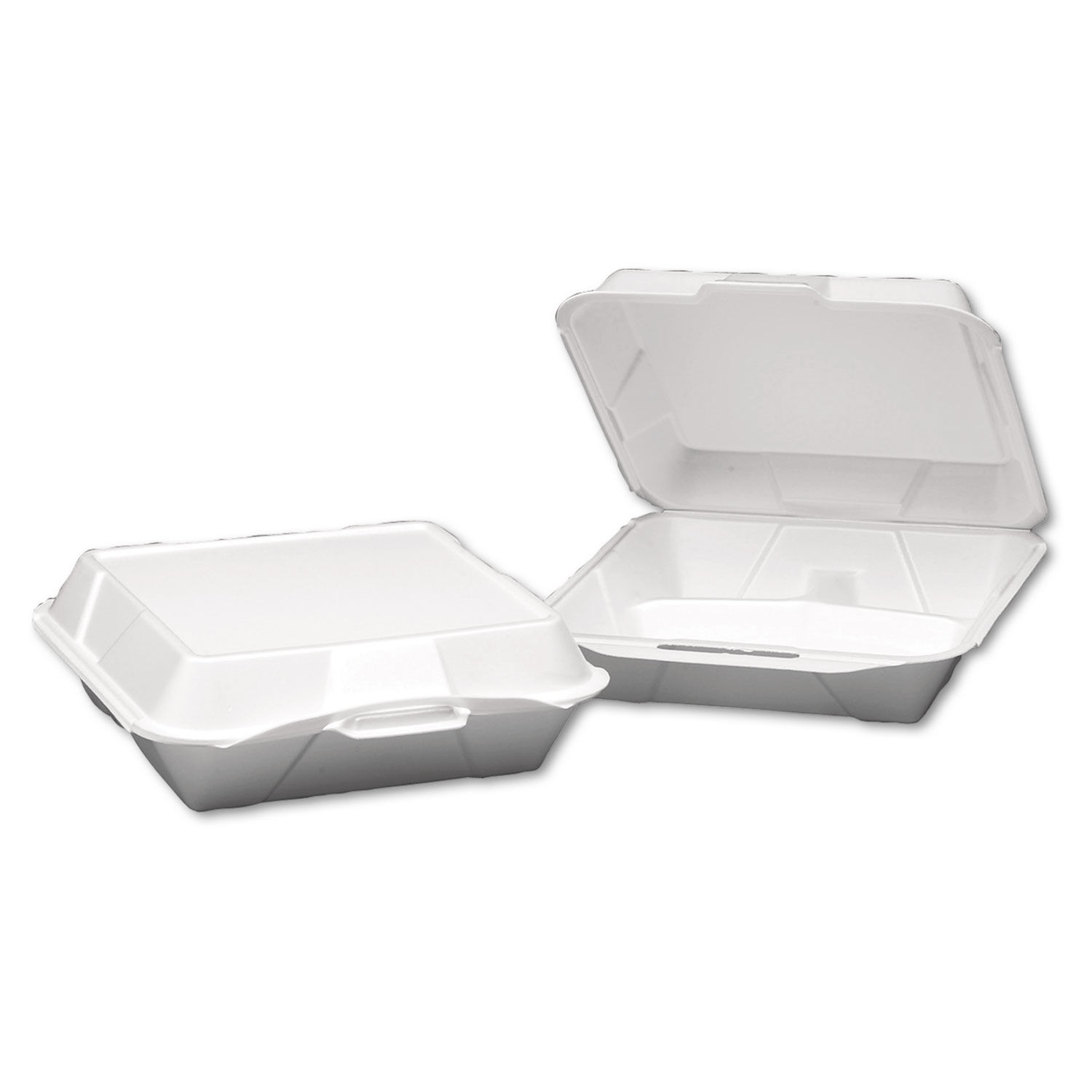 3-Compartment Foam Containers with Hinged Lids, 10-ct. Packs