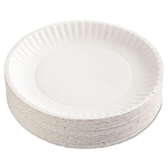 AJM Gold Label Coated Paper Plates 9 Dia White 100/Pack 10 Packs