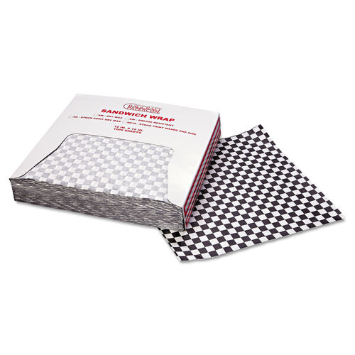 Deli Basket Liner/Paper Sheets Sandwich Wrap Checkered Pattern - 12 in x 12 in / Green & White Checkered / 5000 Pack