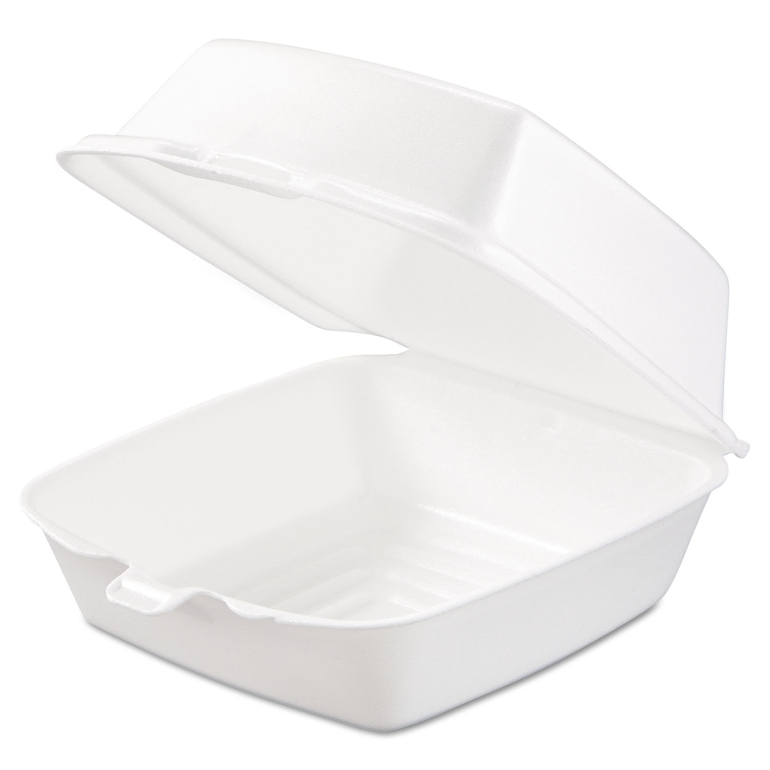 DART White Foam Hinged Lid Containers, 3-Compartment, 8.38 x 7.78