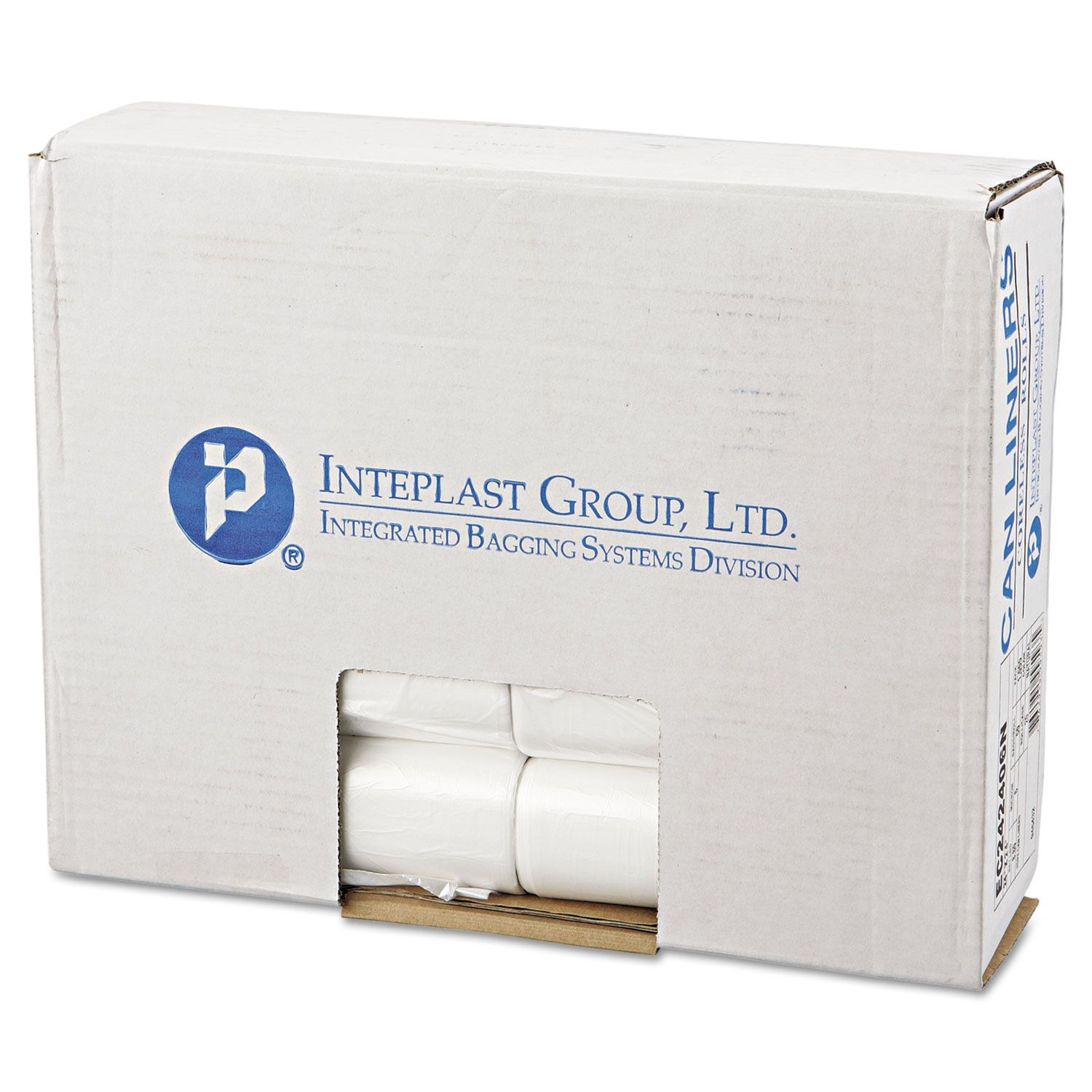 High-Density Commercial Can Liners, 10 gal, 8 microns, 24 x 24, Natural, 1,000/Carton by Inteplast Group - IBSS242408N