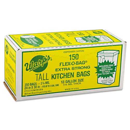 FLEX-O-BAG Trash Can Liners and Contractor Bags, 13 gal, 1.25 mil, 24 in X