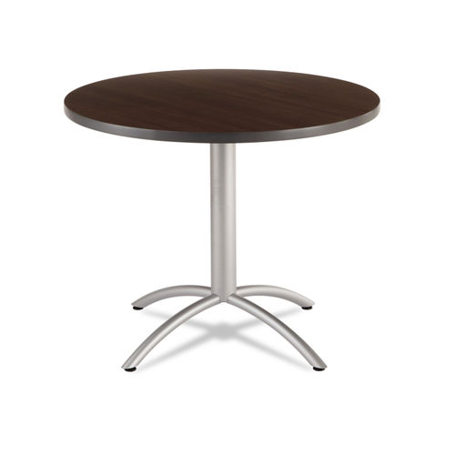 Round Cafe Breakroom Top in Walnut (36 in./White)