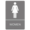 USS4816 - ADA Sign, Women Restroom Symbol w/Tactile Graphic, Molded Plastic, 6 x 9, Gray