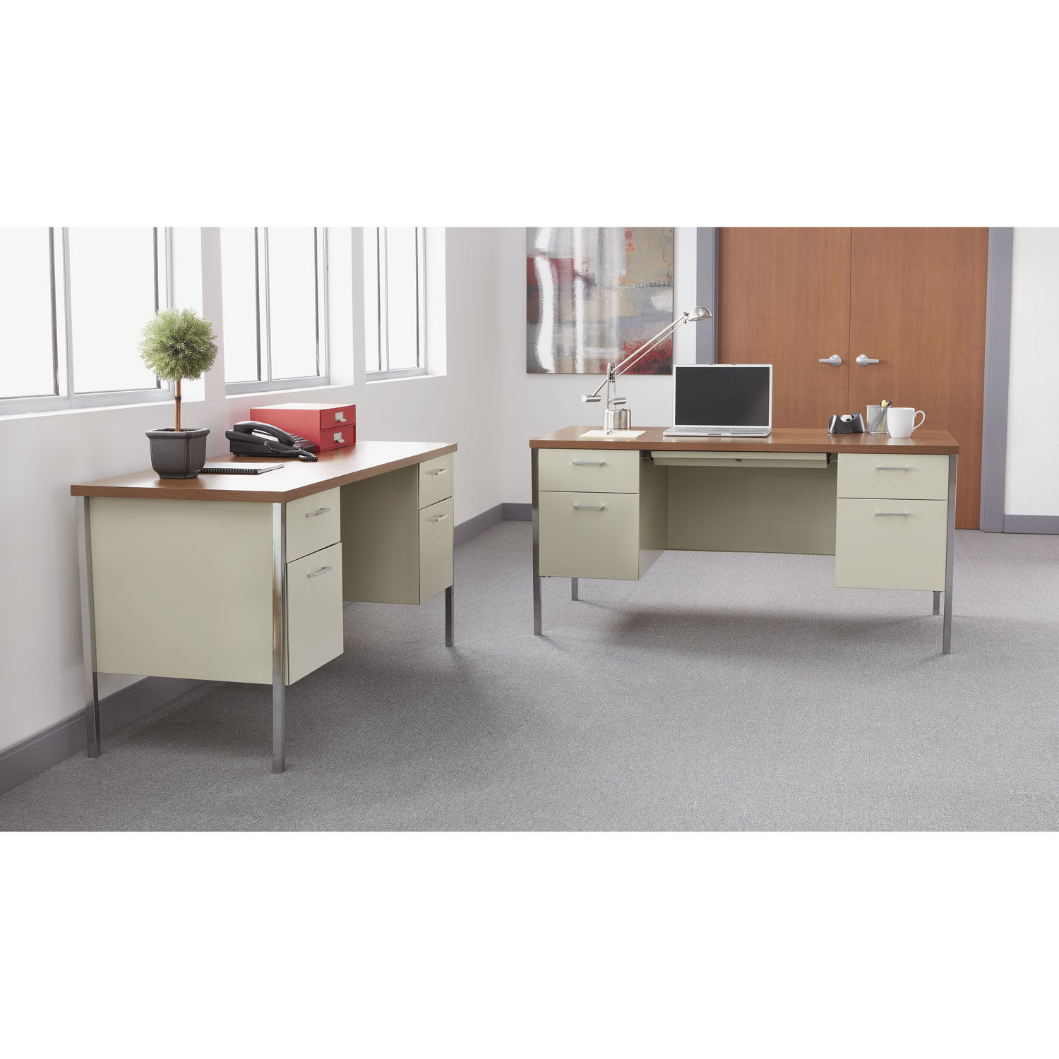 Alera double pedestal steel shop desk metal desk