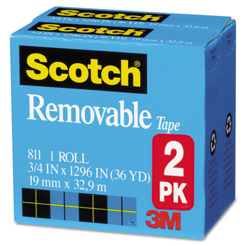 3M Scotch Double Sided Tape, 3 Core, 1/2 x 1296 - 2 pack