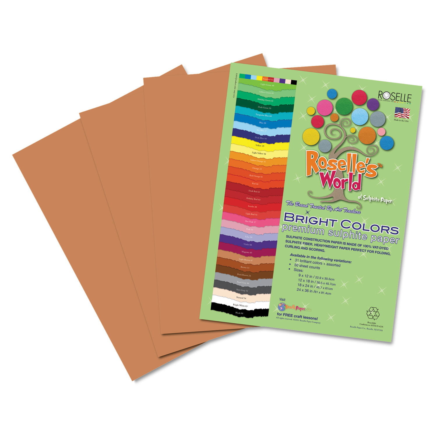 BRIGHT COLORS SULPHITE CONSTRUCTION PAPER by Roselle RLP74702