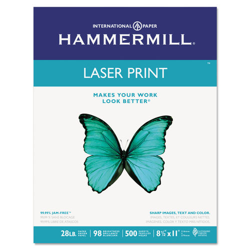 Hammermill Premium Laser Print Paper, 98 Bright, 24lb, 11 x 17, White, 500/Ream