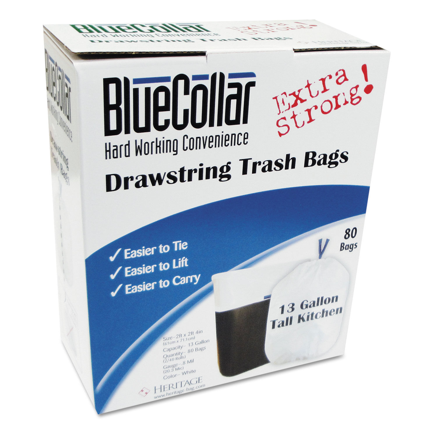 Drawstring Trash Bags by BlueCollar HERN4828EWRC1