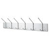 SAF4162 - Metal Wall Rack, Six Ball-Tipped Double-Hooks, Metal, 36w x 3.75d x 7h, Satin