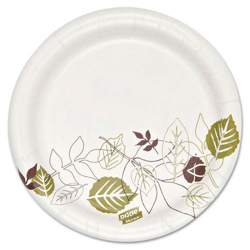 Georgia Pacific Dixie Pathways Soak-Proof Shield Paper Plates, 8 1/2,  Grn/Burg, 125/Pk, 4 Pks/Ct, DIXUX9WS