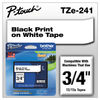 BRTTZE241 - TZe Standard Adhesive Laminated Labeling Tape, 0.7" x 26.2 ft, Black on White