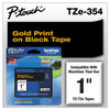 BRTTZE354 - TZe Standard Adhesive Laminated Labeling Tape, 0.94" x 26.2 ft, Gold on Black