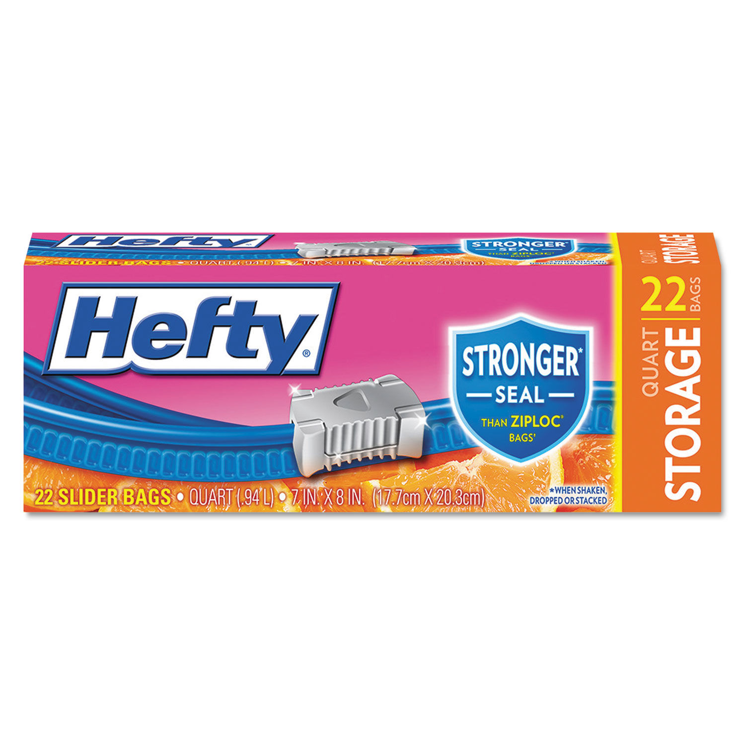 Hefty Slider Bags, Freezer, Quart - 50 bags