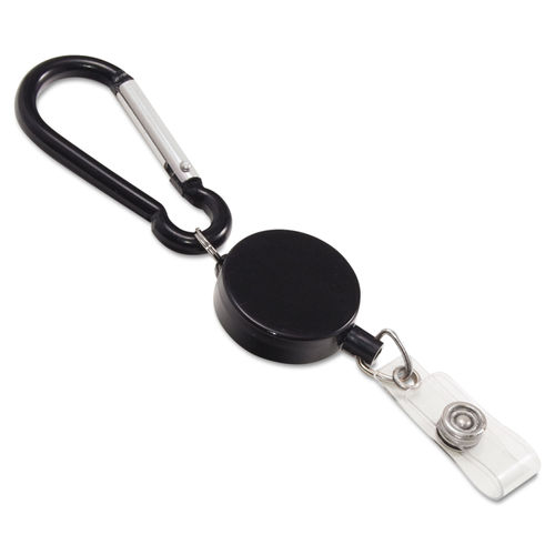 Advantus Clip on Retractable ID Reel with Badge Holder Strap, Black, 25/BX