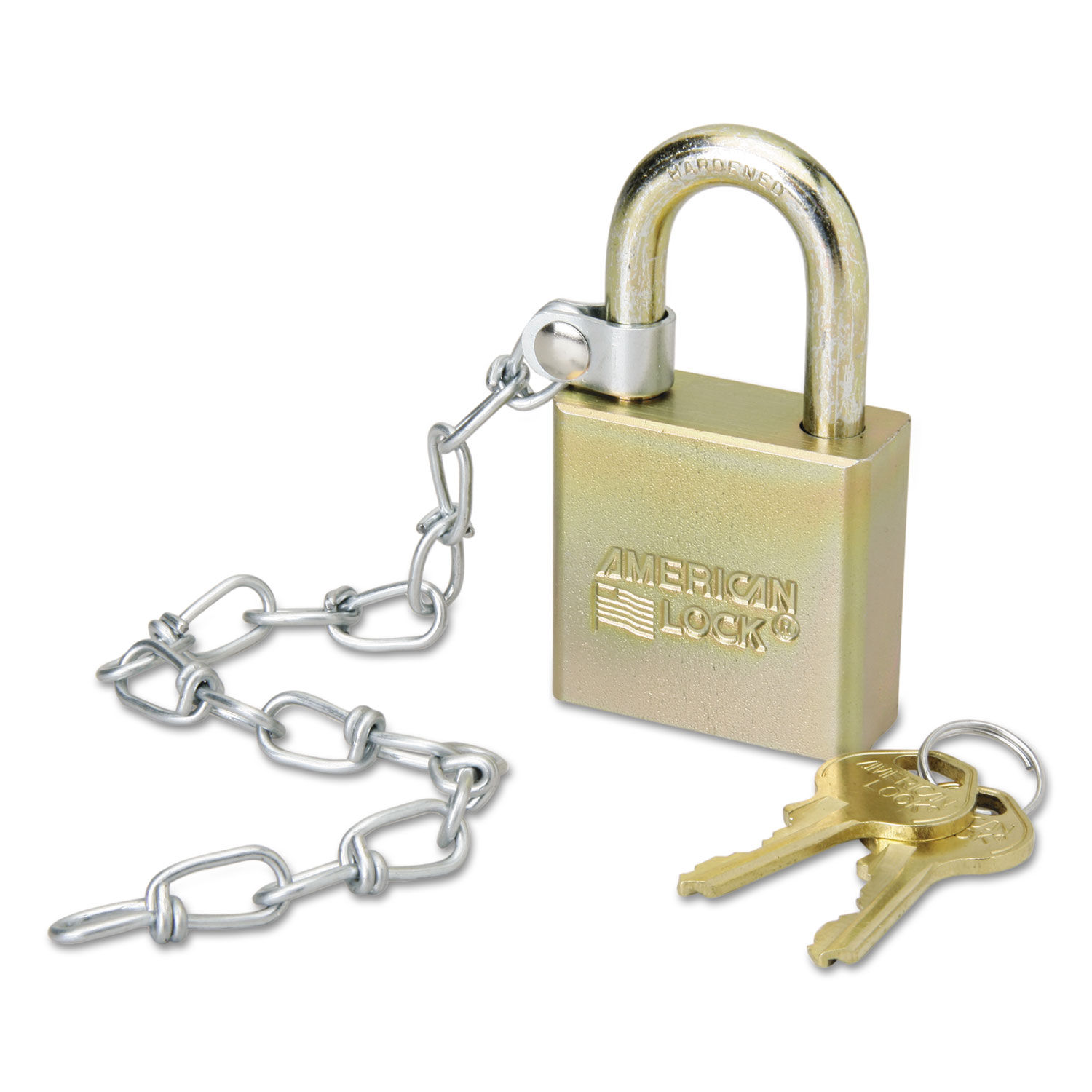 SKILCRAFT Solid Steel Case Padlock with Chain