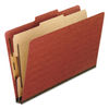 PFX2157R - Four-Section Pressboard Classification Folders, 2" Expansion, 1 Divider, 4 Fasteners, Legal Size, Red Exterior, 10/Box