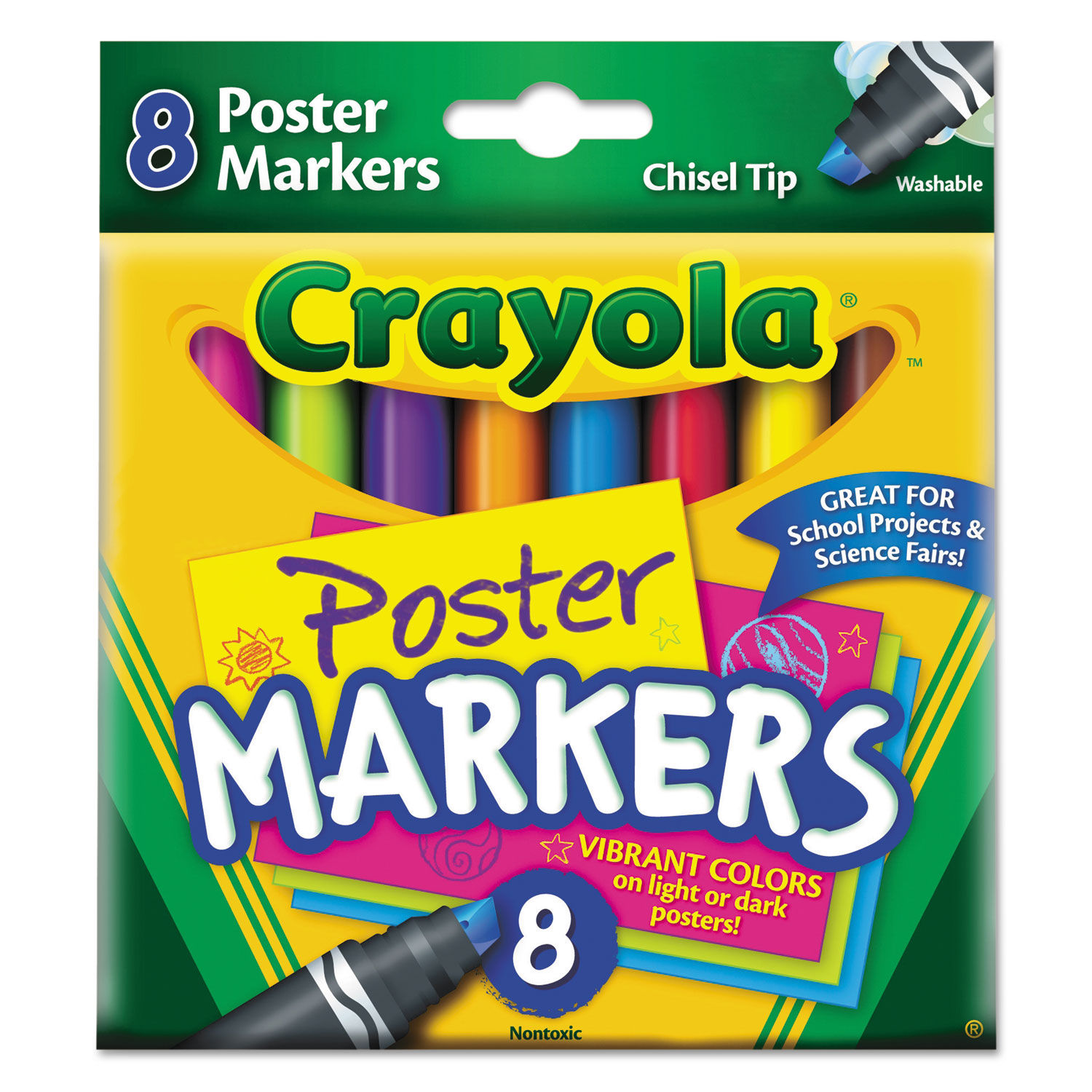 Crayola Poster Board Markers Pack Of 8 Assorted Colors - Office Depot